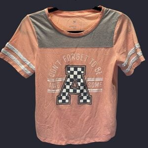 SO Sporty Tee Girls XL 14/16 Peach Sequin Athletic Graphic Shirt